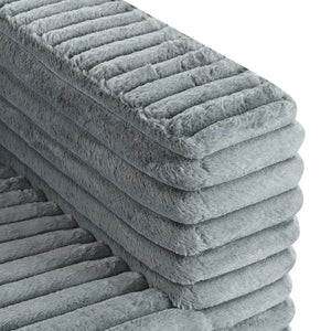 English Elm 89" Modern Corduroy Couch Plush 3-Seat Sofa with Squared Arms, Super Soft Luxury Seating for Living Spaces Grey W680P214252