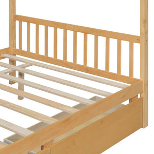 English Elm Twin House Bed Solid Pine Kids Cottage Frame with Storage Drawers Imaginative Room N708P309247M