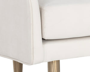 Sunpan Sammy Bench - Elegant Upholstered Seating with Gold Stainless Steel Legs for Stylish Interiors Cream Sky