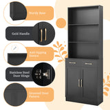 English Elm Bathroom Storage Cabinet, Cabinet With Two Doors and Drawers, Adjustable Shelf, Three-Layer Open Shelf, Mdf Board, Black