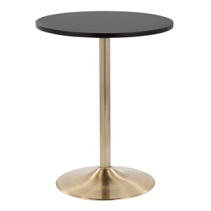 English Elm Pebble Adjustable Dining or Bar Table in Gold Metal & Black Wood — Contemporary Glam, Seats Two Elegantly B202P223362