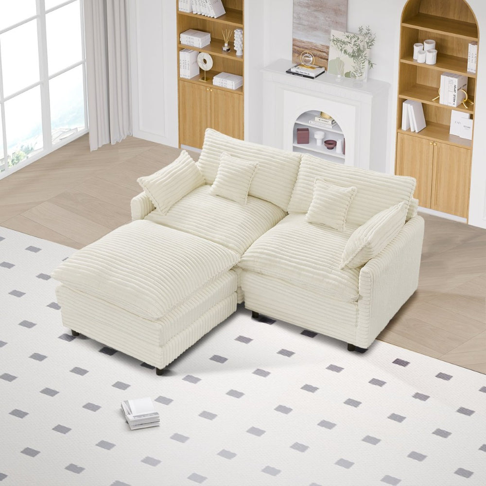 English Elm 148-inch Seven Piece U-shaped Sectional with Console Cloud Foam Living Room Sofa W2564S00085
