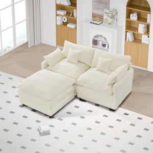 English Elm 148-inch Seven Piece U-shaped Sectional with Console Cloud Foam Living Room Sofa W2564S00085