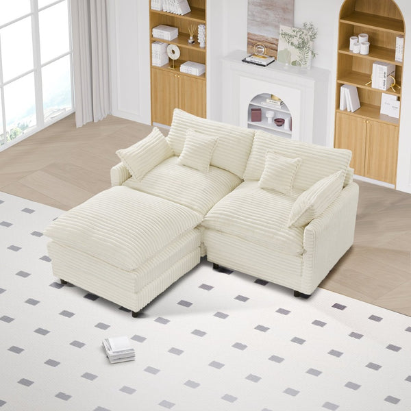 English Elm 148-inch Seven Piece U-shaped Sectional with Console Cloud Foam Living Room Sofa W2564S00085