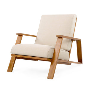 English Elm Christopher Knight Home® - Patio Lounge Chair - Weather-Resistant Beige Cushion & Teak Acacia Wood Frame For Outdoor Elegance N779P291591T