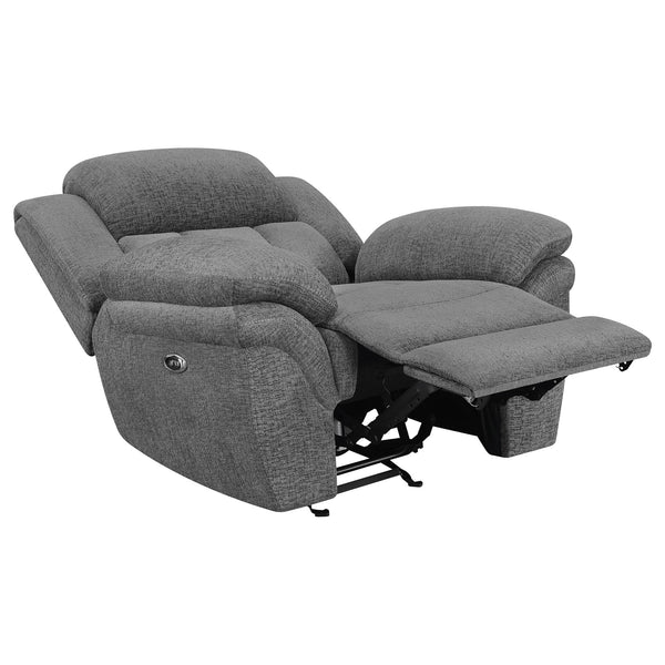 English Elm Pannen Charcoal Upholstered Power Glider Recliner with Pocket Coil Support, Space-Saving Design and Smooth Electric Recline B062P328626