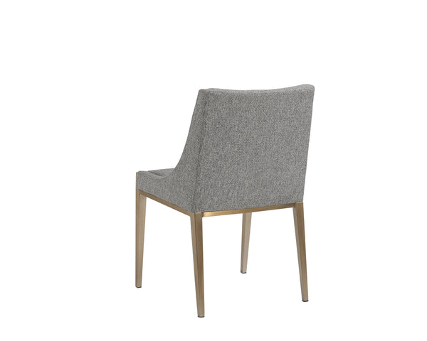 Sunpan Dionne Dining Chair - Modern Elegance with Textured Fabric and Antique Brass Stainless Steel Legs Monument Pebble