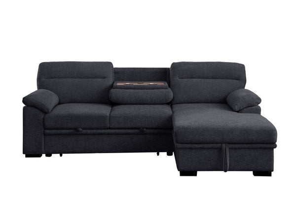 English Elm Kipriano Chenille Sleeper Sectional with Chaise Storage and Built-in Usb Charging B2749S00349