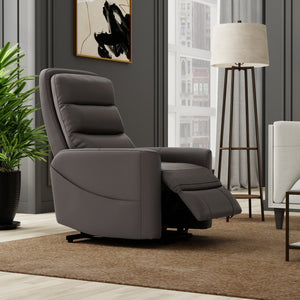 English Elm Faux Power Lift Chair with Premium Faux Leather, USB Charging, Side Pockets & Quiet Motor Recline Grey B339P409530