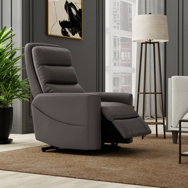 English Elm Faux Power Lift Chair with Premium Faux Leather, USB Charging, Side Pockets & Quiet Motor Recline Grey B339P409530