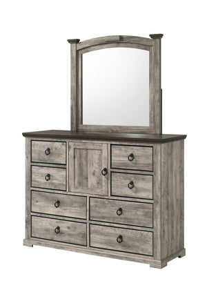 English Elm 1pc Rustic Gray Two-Tone Dresser 54" Wide Modern Bedroom Chest with Metal Pulls, Elegant Storage B011P281031