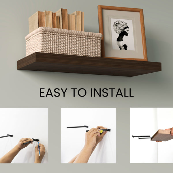 English Elm Floating Shelves, Dark Oak, Modern Minimalist Design For Stylish Wall Storage & Decor Display B097P369454