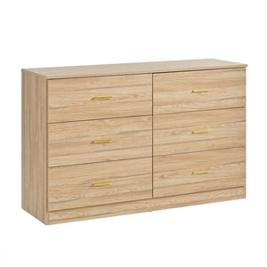 English Elm Modern Six Drawer Wide Chest Matte Hardware Bedroom Closet Organizer Storage Unit Natural W1785P379415