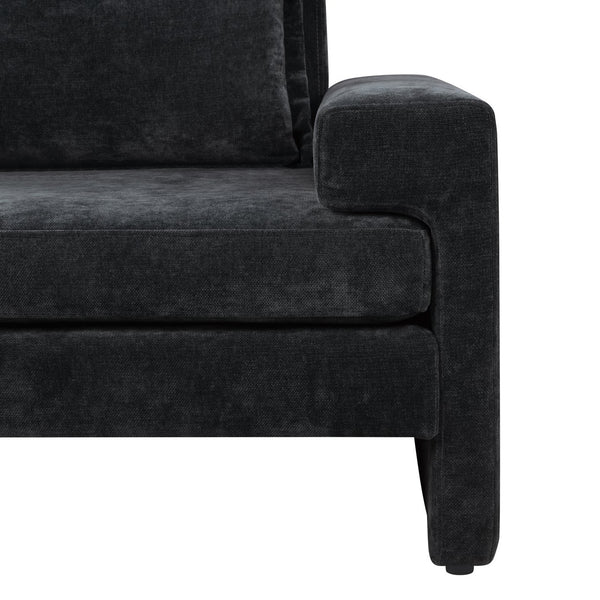 English Elm Christopher Knight Home® - Chenille Oversized Armchair with Thick Cushion and Wide Armrests, Ergonomic Back for Cozy Living Spaces Black N763P314419B