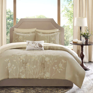 Madison Park Essentials Vaughn Transitional 9 Piece Comforter Set with Cotton Bed Sheets MPE10-015 Taupe