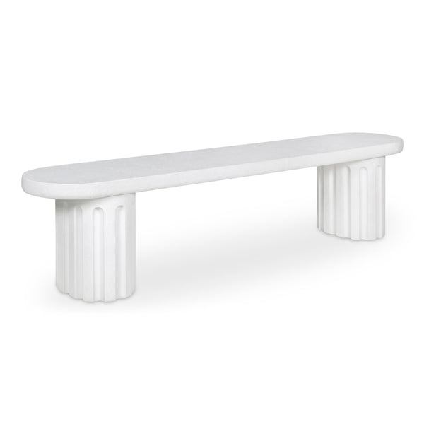 English Elm Eris Outdoor Concrete Dining Bench Fiberglass Reinforced Patio or Industrial B2769S00006