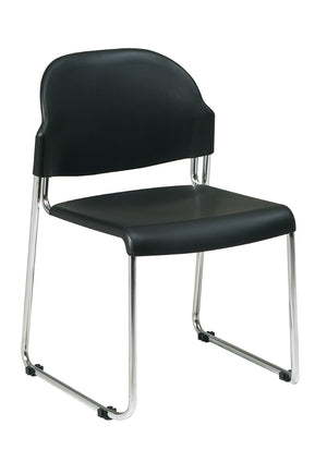 OSP Home Furnishings Stack Chair with Molded Plastic Seat Chrome Steel Frame Stackable Office Seating STC3030-3