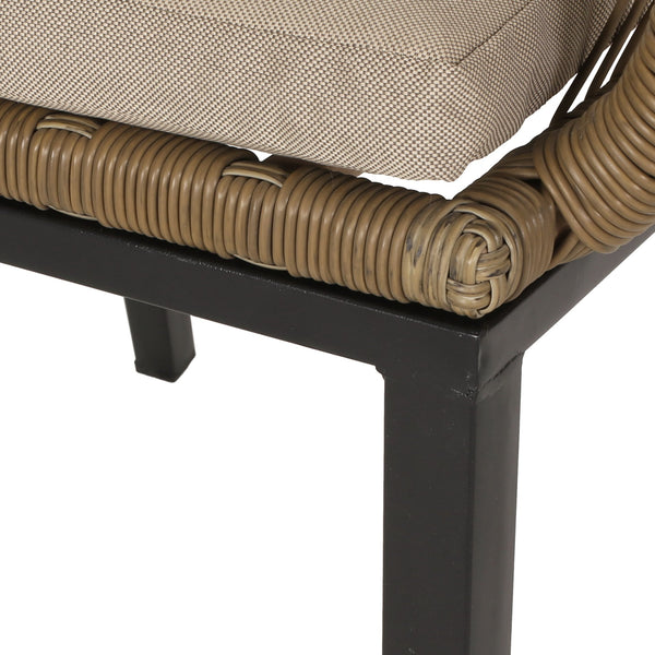 English Elm Christopher Knight Home® - RUSSELL Wicker Dining Chair in Brown-Beige with Water-Resistant Cushions, Durable Modern Outdoor Style 70833.00LBRN