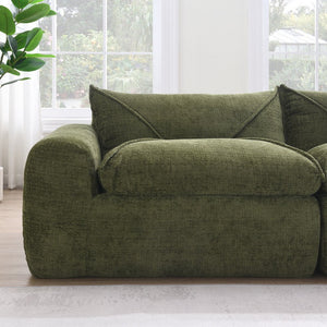 English Elm 116'' Fully Compressed Sofa with Legless Chenille Design, High-Density Comfort, Modular Flexibility and No Assembly Required Green N723S9707F