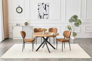 English Elm Round Foldable Mdf Dining Table with Radial Legs for Small Space Bistro Interiors Oak W3493P462093