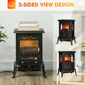 English Elm Homcom 23" Electric Infrared Fireplace Stove - Realistic Log Flame, Adjustable Heat, Timer, Safety Features W2225P249851