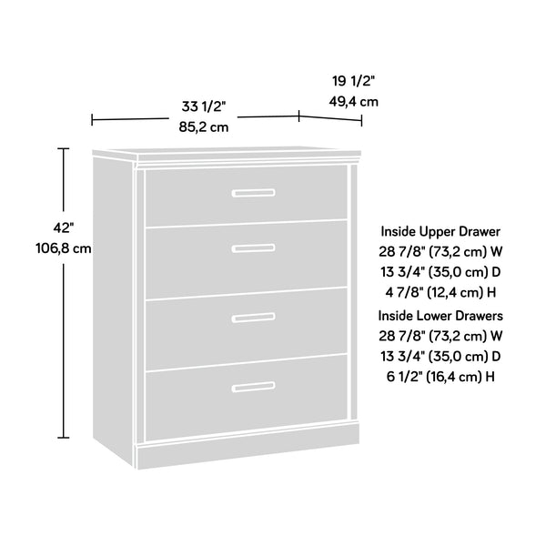 English Elm 4-Drawer Chest - Stylish Brown Finish With Rustic Handles For Effortless Organization & Display Space B356P402618