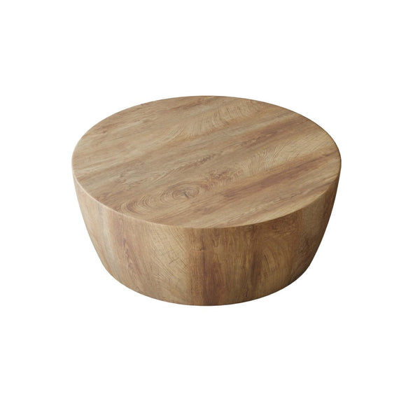 English Elm 31.5" Round Drum Coffee Table Mdf Wood Grain Modern Industrial Living Room Accent W3732P495748