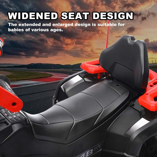English Elm 24v Ride on Atv for Kids with Dual Motors Led Lights Bluetooth and Rugged Wide Wheelbase Red W3822P390488