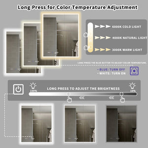 English Elm 30*36 Inch Led Medicine Cabinet with Anti-fog Gfci Outlet and Stepless Dimming Mirror W637P349415