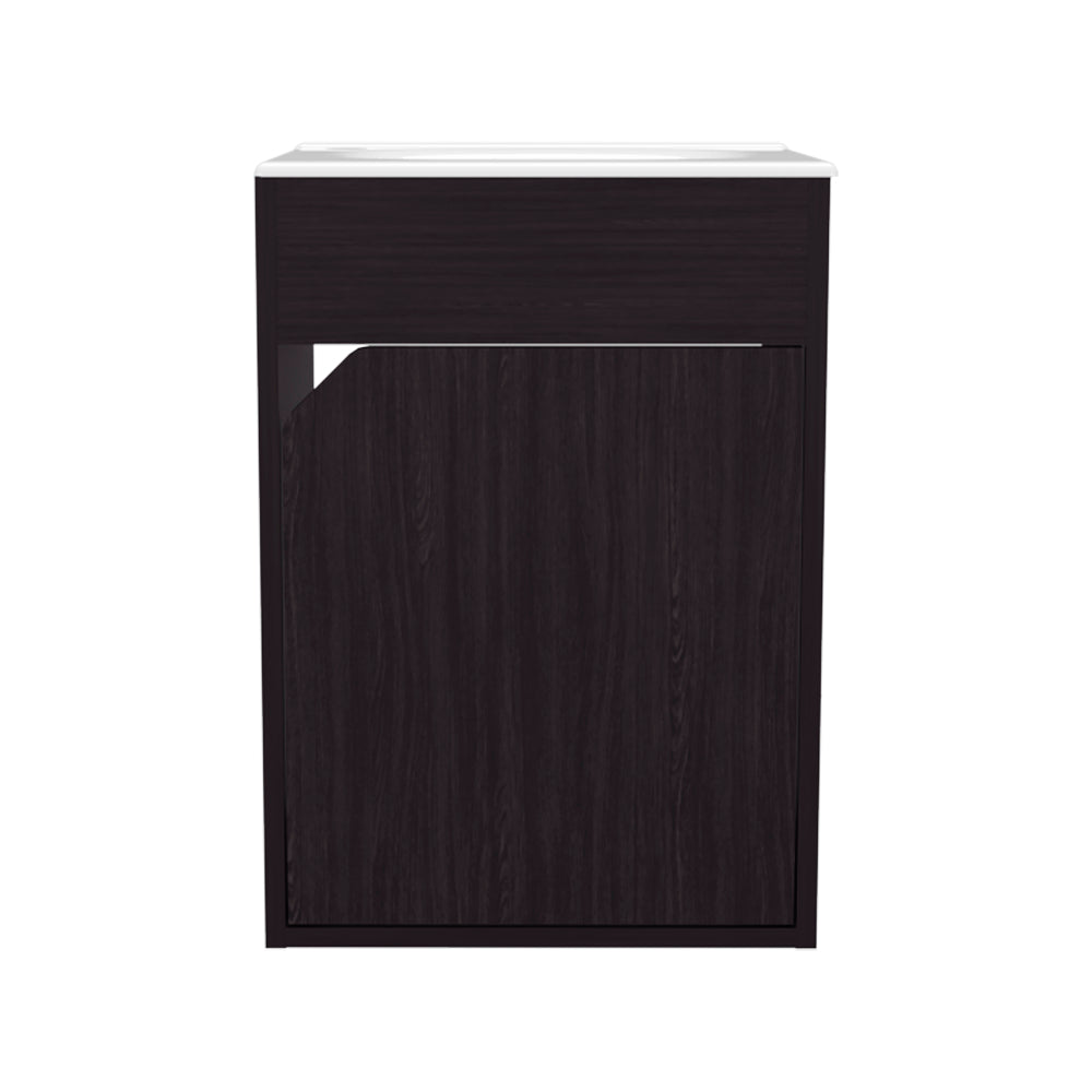 English Elm Hudson Vanity Sink Cabinet with Integrated Storage for Small Bathrooms, Modern Minimalist Durability Black B092P329250