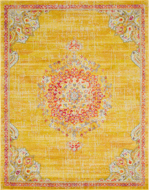 Unique Loom Penrose Alexis Machine Made Medallion Rug Gold, Brown/Gray/Ivory/Light Blue/Orange/Red 8' 0" x 10' 0"