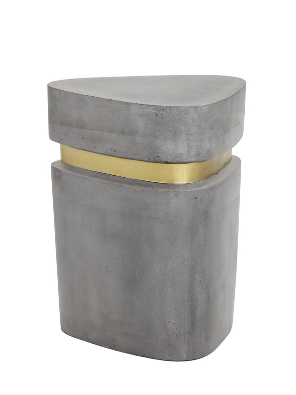 Sunpan Arturo Triangular Concrete End Table with Matte Gold Stripe - Bold, Stylish & Versatile Accent Piece