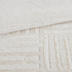JLA Home Madison Park - Fur Arctic Faux Fur Comforter Mini Set — Plush Checkerboard Texture, OEKO‑TEX, Machine Washable Cozy Ivory BASI10-0254