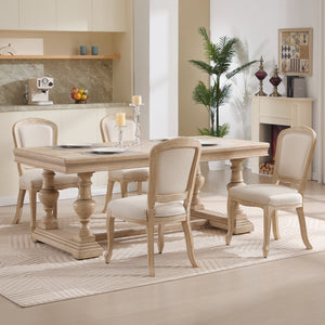 English Elm French Country Dining Chairs Set Of 2 - Stylish Upholstered Design, Fan-Back Comfort For Any Space W3426P324536