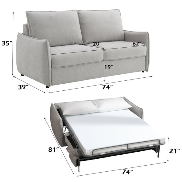 English Elm Jinn Chenille Convertible Sleeper Sofa with Memory Foam Bed and Metal Legs B2726P435913