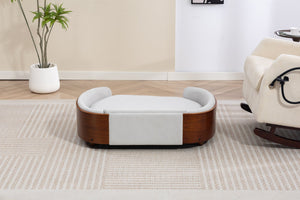 English Elm Scandinavian Elevated Dog Bed Luxury Pet Sofa with Walnut Bent Wood Back Velvet Gray, Large Size W794P366327