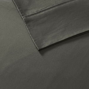 JLA Home Madison Park - Cotton luxury sateen sheet set with OEKO-TEX comfort — soft peach finish, durable, easy-care sleep linens Charcoal MP20-7158