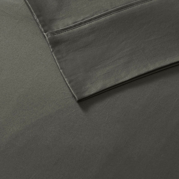 JLA Home Madison Park - Cotton sateen sheet set with peachy-soft finish, OEKO-TEX certified, breathable, durable, easy-care luxury Charcoal MP20-6422