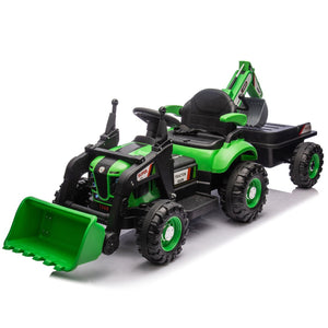 English Elm 24v Kids Electric Tractor with Swappable Construction Attachments and Parent Remote W1578P230013