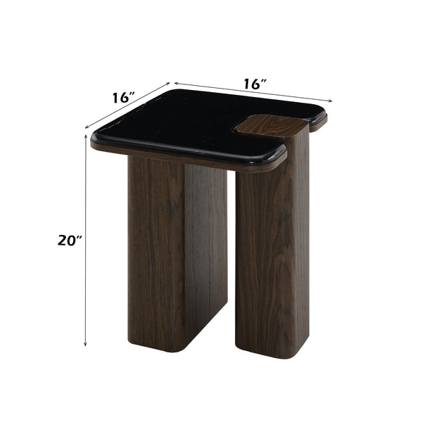 English Elm Dana Natural Marble End Table with 36mm Natural Marble Top & Dark Walnut Veneer, Stylish 40lb Limit B2726P404900