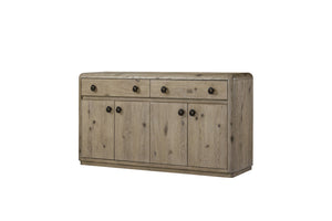 English Elm Server English Knotty Oak Veneer Buffet with Rounded Corners, 2 Drawers & Soft-Close Double Cabinets B2699P401379