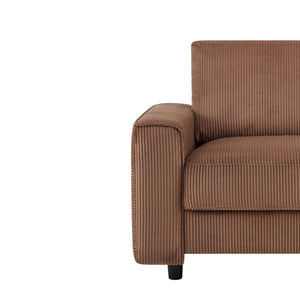 English Elm Modern Minimalist Chair Corduroy Sofa with Plush Wrinkle‑Resistant Fabric and Sturdy Wooden Frame, Compact Comfortable Seating for Home and Office Spaces Brown B347P401103