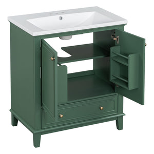 English Elm 30" Stylish Dark Green Bathroom Vanity With Sink Combo, Durable Mdf, Modern Design & Storage Solution SY999606AAF-6