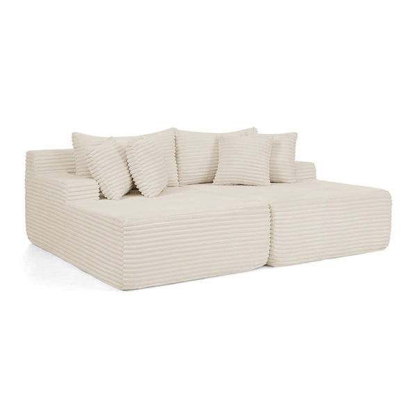 English Elm Two-Seater Velvet Lounge Chair - No Assembly Modern Soft Sofa For Living Rooms & Bedrooms, Beige W487S00349-GIGA