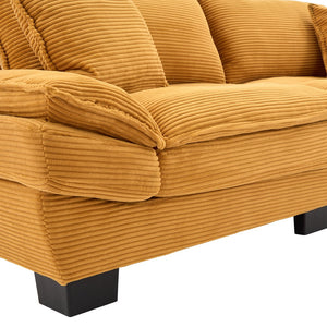 English Elm Corduroy Stylish Sleeper Sofa Loveseat with Dual-Layer Cushions & Two Support Pillows, Sturdy Frame Yellow W676P184141