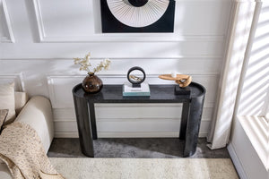 English Elm Double-layer Matte Black Console Table Curved Shelf Minimalist Entryway Sofa Side W3875P388009