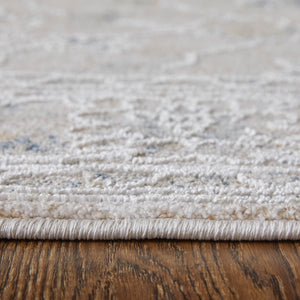 Feizy Rugs Pasha Collection Vibrant Floral Low Pile Rug – Stain-resistant, Soft, And Perfect For High-traffic Areas Ivory,Taupe,Blue Polyester Pas39m7fbgeblug01