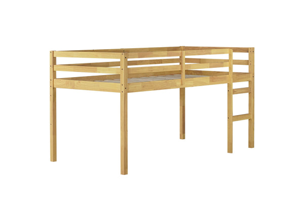 English Elm Solid Twin Loft Bed with Ladder and Reinforced Slats for Storage-Friendly, Space-Saving Bedrooms Natural W504P190954