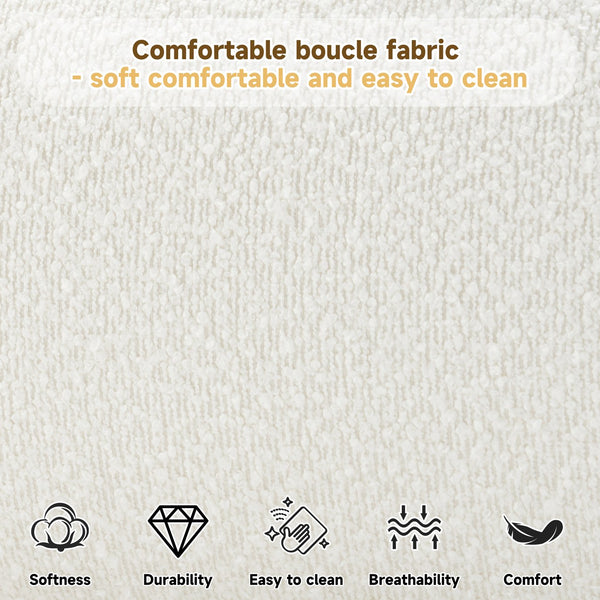 English Elm Christopher Knight Home® - Cream Fabric Upholstered Bed with Curved Headboard, Granular Texture, 800lb Capacity, Modern King Comfort N769P348028W