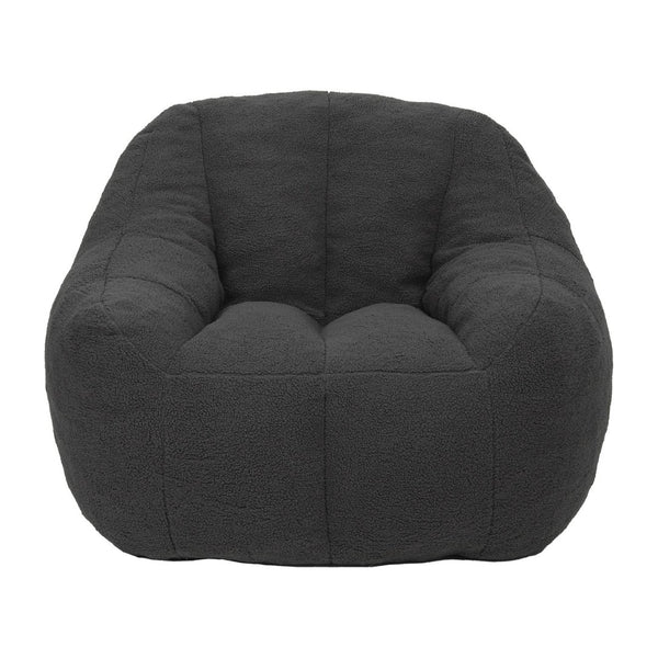 English Elm Bean Bag Chair Oversized Faux Fur Memory Foam Lounge Seat for Dorm or Living Room Dark Gray W2200P243727